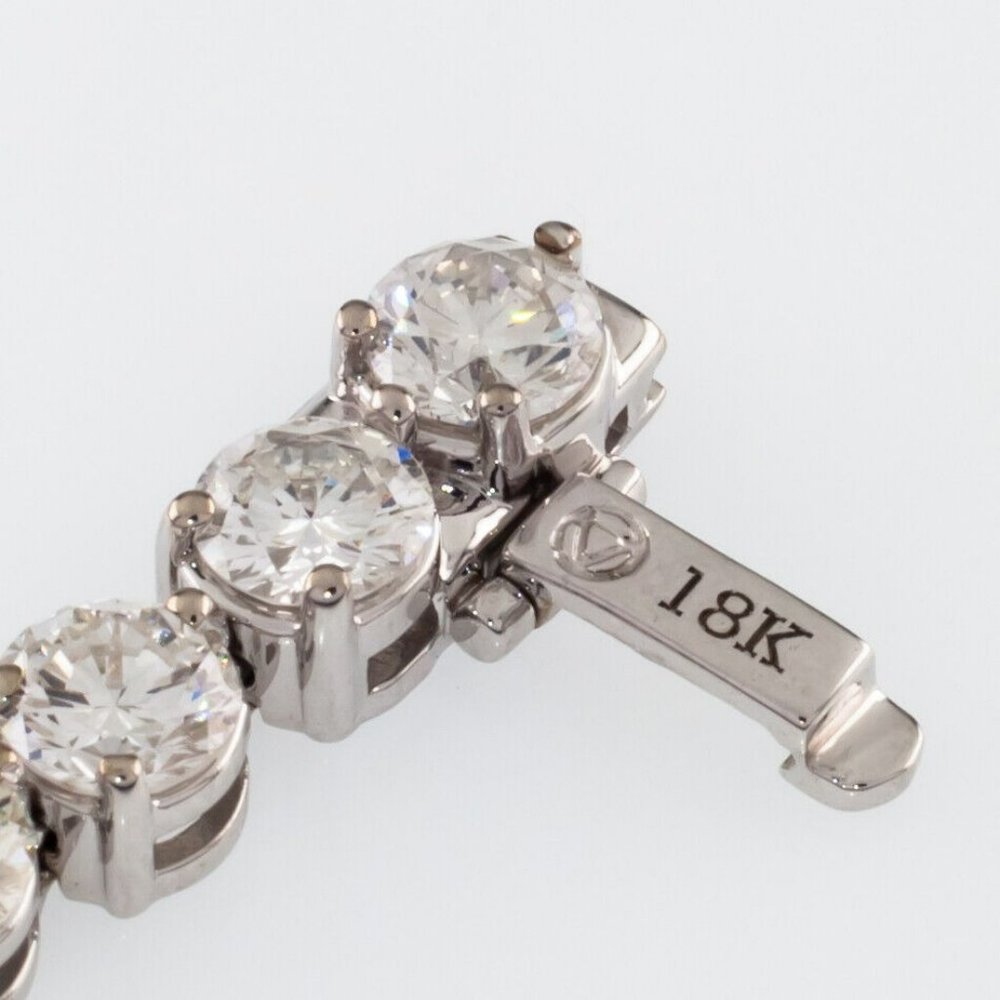 18k White Gold Round Diamond Tennis Bracelet TDW = 14.51 ct 6.75" - Picture 6 of 9